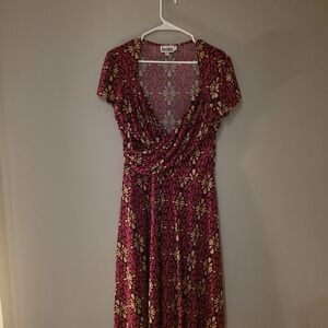 LOFT Pink and Black Floral Maxi Dress